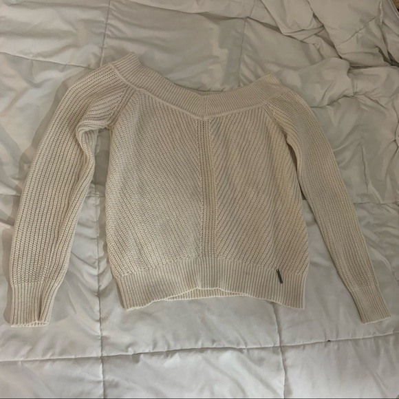 Off the Shoulder Cream Sweater - Picture 1 of 4